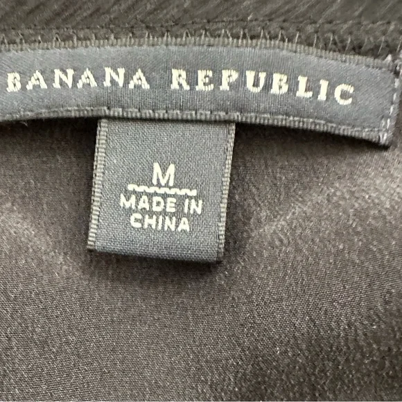 Banana Republic Black Silk Ruffle Elastic Tie Waist Top Blouse Medium - Picture 4 of 9